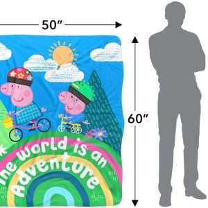 Peppa Pig Blanket, 50x60 World is an Adventure Peppa and George Silky Touch Sherpa Back Super Soft Throw Blanket - 5
