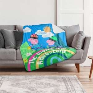 Peppa Pig Blanket, 50x60 World is an Adventure Peppa and George Silky Touch Sherpa Back Super Soft Throw Blanket - 6