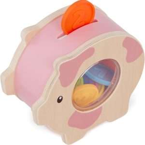 Battat Education – Wooden Piggy Bank for Kids – Educational Pig Toy – Developmental Playset – Fine Motor Skills – 18 Months + – Save & Count Piggy Bank - 4