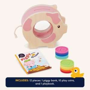 Battat Education – Wooden Piggy Bank for Kids – Educational Pig Toy – Developmental Playset – Fine Motor Skills – 18 Months + – Save & Count Piggy Bank - 7