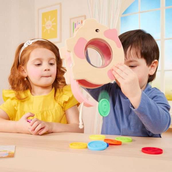 Battat Education – Wooden Piggy Bank for Kids – Educational Pig Toy – Developmental Playset – Fine Motor Skills – 18 Months + – Save & Count Piggy Bank - 8