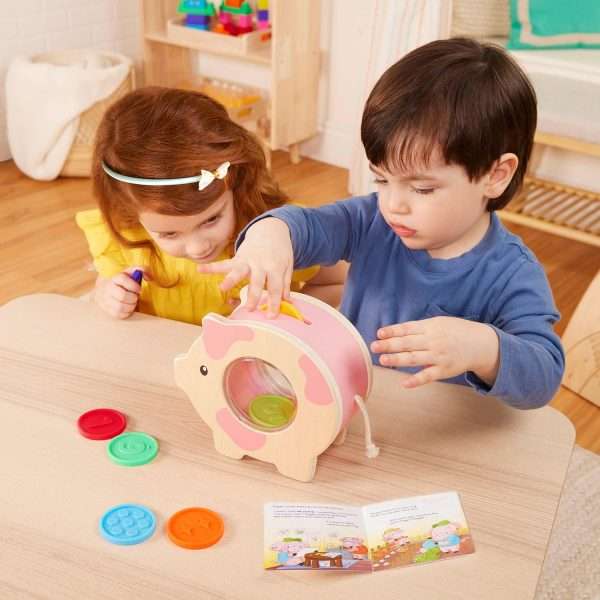 Battat Education – Wooden Piggy Bank for Kids – Educational Pig Toy – Developmental Playset – Fine Motor Skills – 18 Months + – Save & Count Piggy Bank - 9