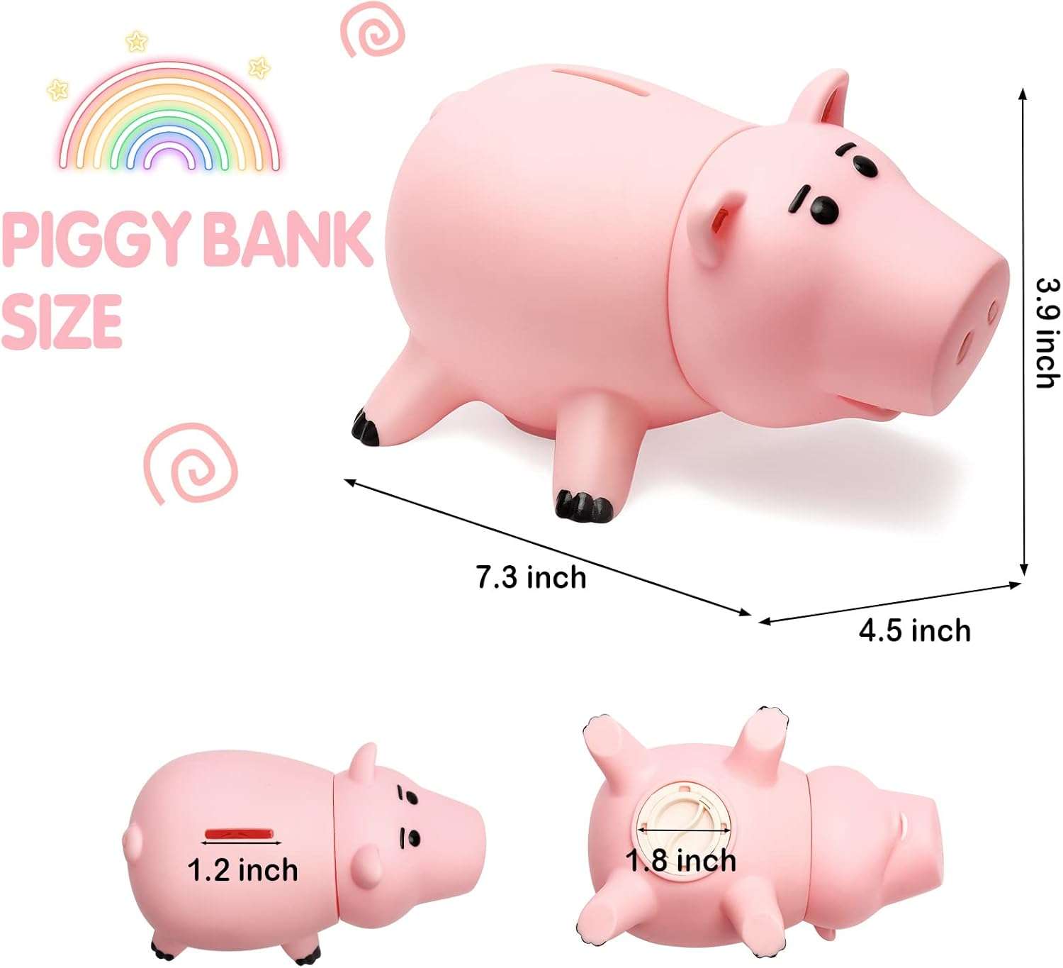 Piggy Bank, Cute Plastic Coin Bank for Boys and Girls, Unbreakable Pig Money Bank for Kids Gift (Pink) - 4