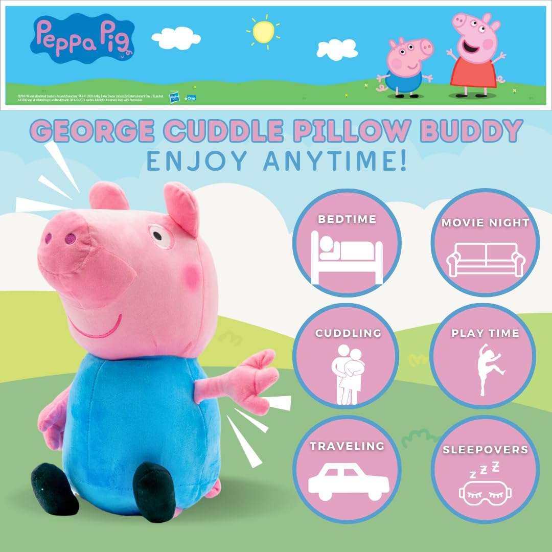 Franco Peppa Pig George Bedding Super Soft Plush Cuddle Pillow Buddy, (Officially Licensed Product) - 2