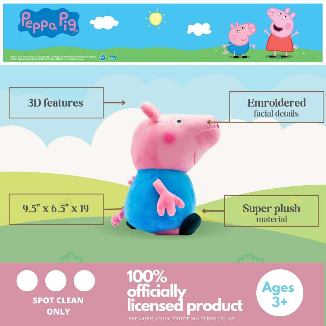 Franco Peppa Pig George Bedding Super Soft Plush Cuddle Pillow Buddy, (Officially Licensed Product) - 3
