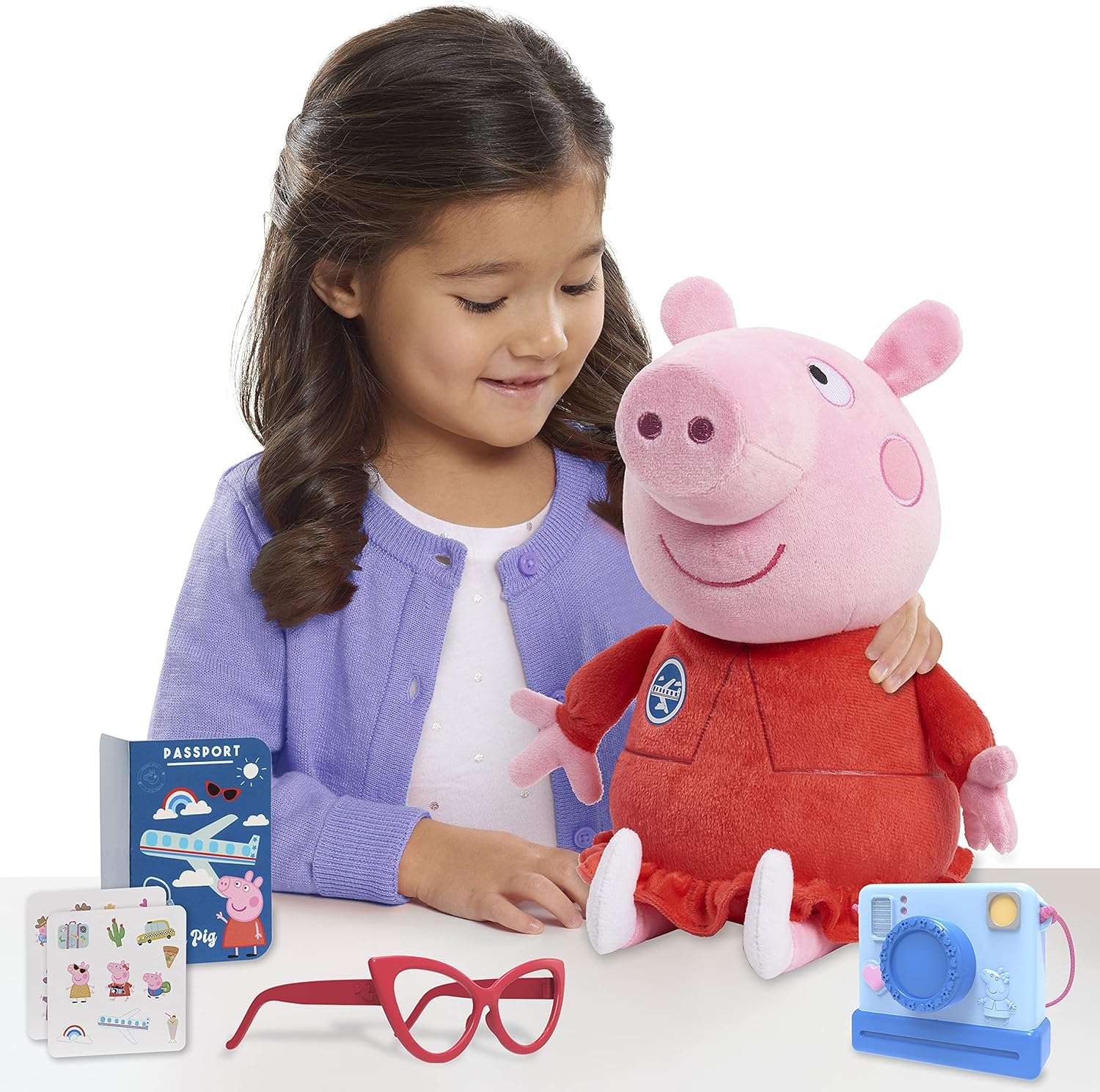 Peppa Pig 13.5-Inch Tourist Peppa Pig Plushie Stuffed Animal, Pig, Light Up Camera, Kids Toys for Ages 3 Up, Amazon Exclusive by Just Play - 3