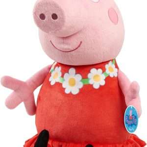 Peppa Pig 24.75-inch Jumbo Plushie Stuffed Animal, Soft Non-Removable Red Dress with Flower Embroidered Details, Kids Toys for Ages 3 Up by Just Play - 1