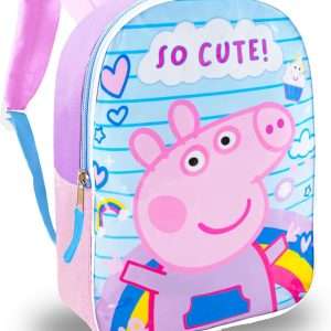 Peppa Pig Backpack with Lunch Box - Bundle with 16 Backpack, Lunch Bag, Water Bottle, Tattoos, More - Peppa Pig School Bag with Lunchbox for Girls - 2