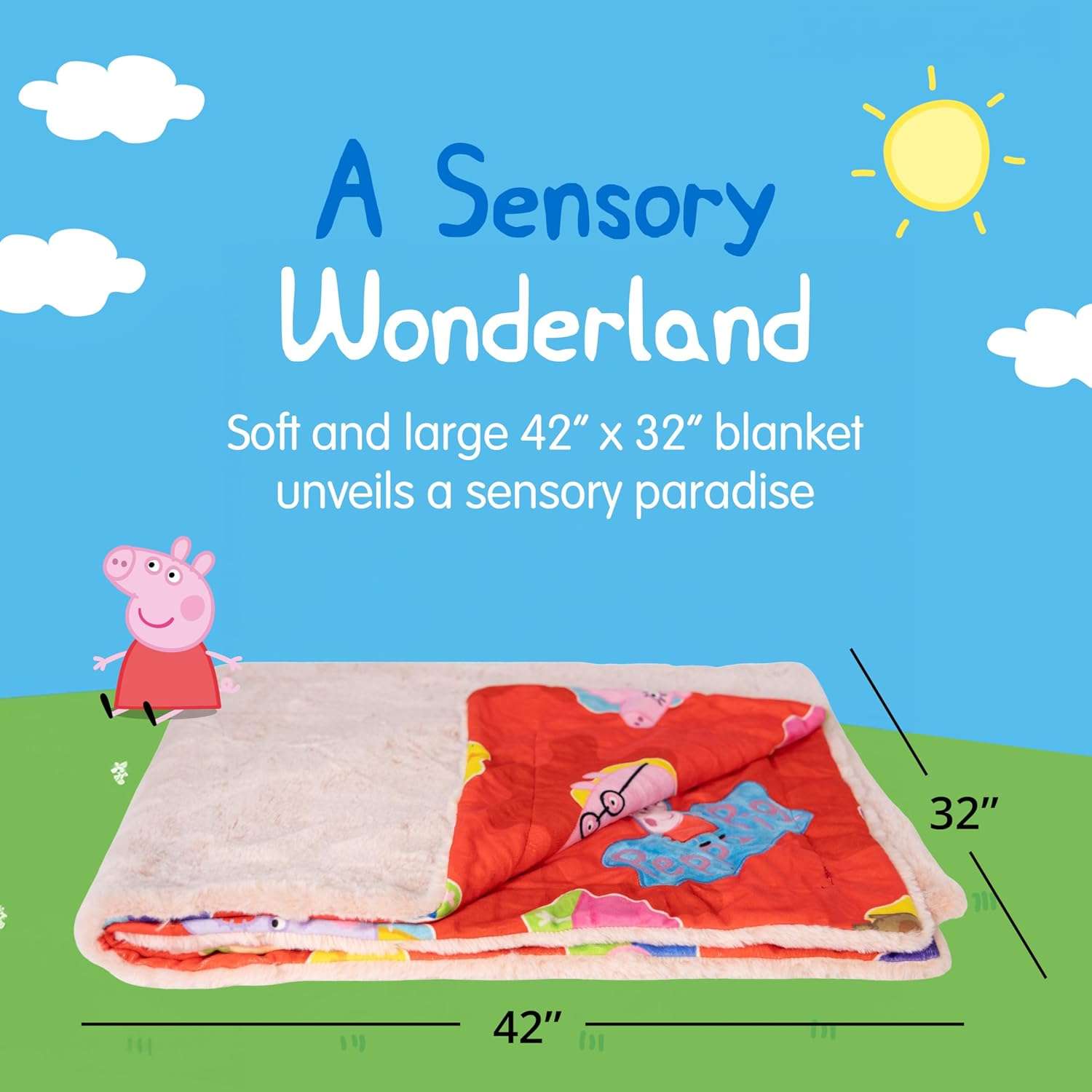 Peppa Pig Plush Blankie Bestie - Stuffed Animal with Soft Blanket - Baby Essentials - Ultra Soft, Sensory Fabric - Machine Washable - Newborn Blanket - Pink - 3