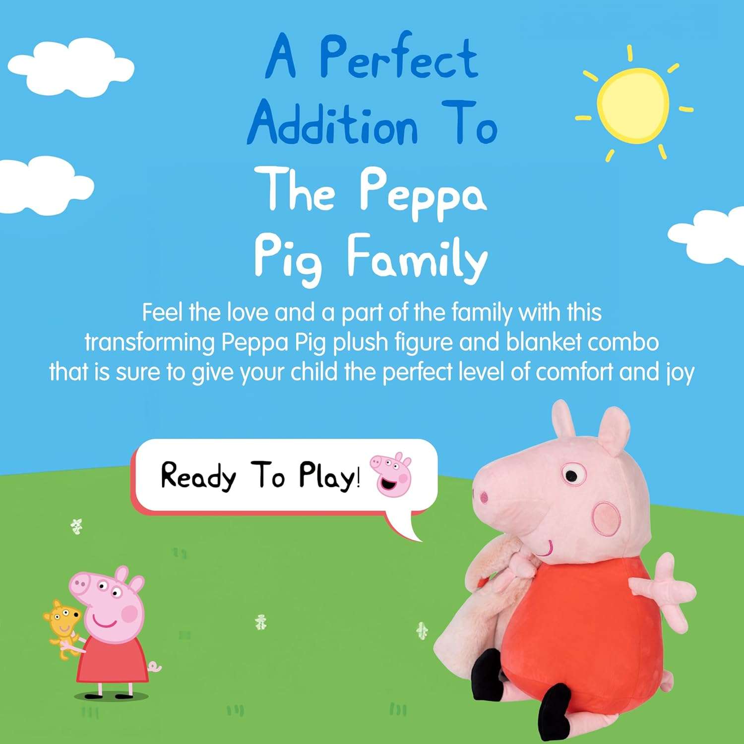 Peppa Pig Plush Blankie Bestie - Stuffed Animal with Soft Blanket - Baby Essentials - Ultra Soft, Sensory Fabric - Machine Washable - Newborn Blanket - Pink - 4