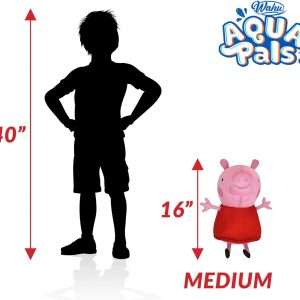 Wahu Aqua Pals Peppa Pig Plush Water Toy for Kids Ages 2+, Fast-Drying Waterproof Plush Doll Toy for Pool and Bathtub, Pink-Red, 16, Medium - 3