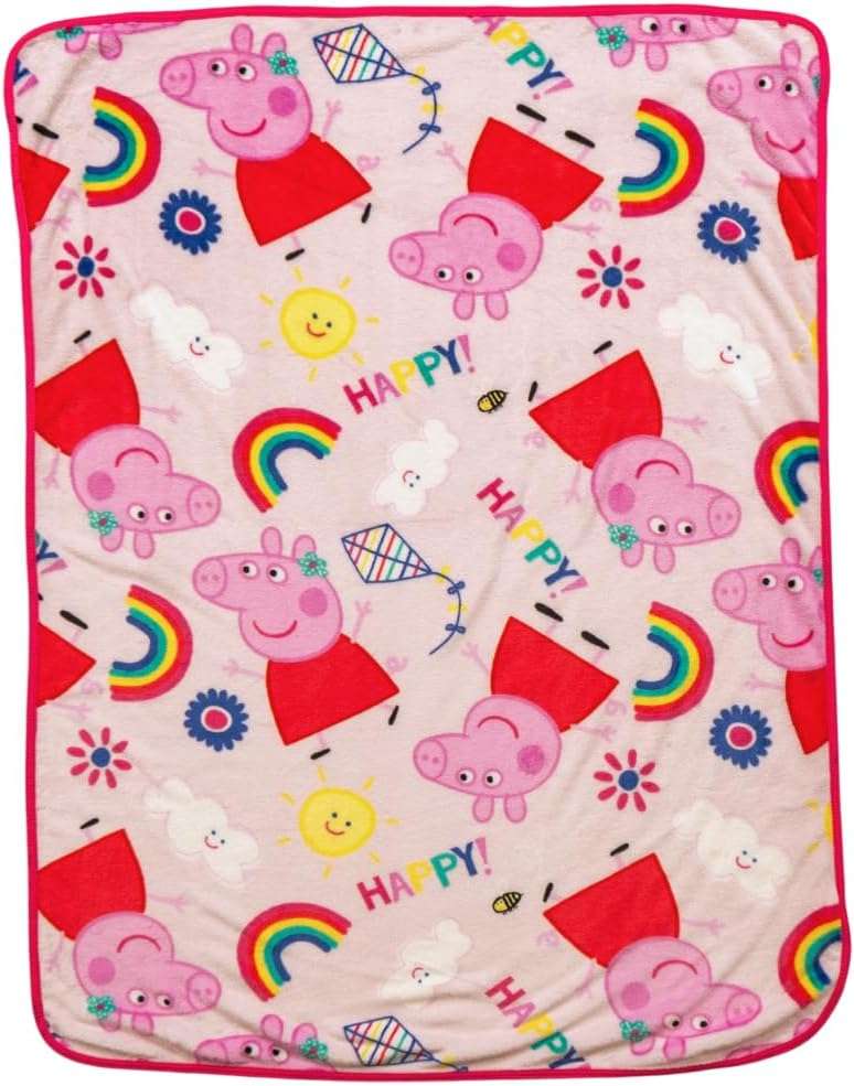 Franco Peppa Pig Kids Bedding Super Soft Cozy Silk Touch Throw, 40 in x 50 in, (Officially Licensed Product) - 1