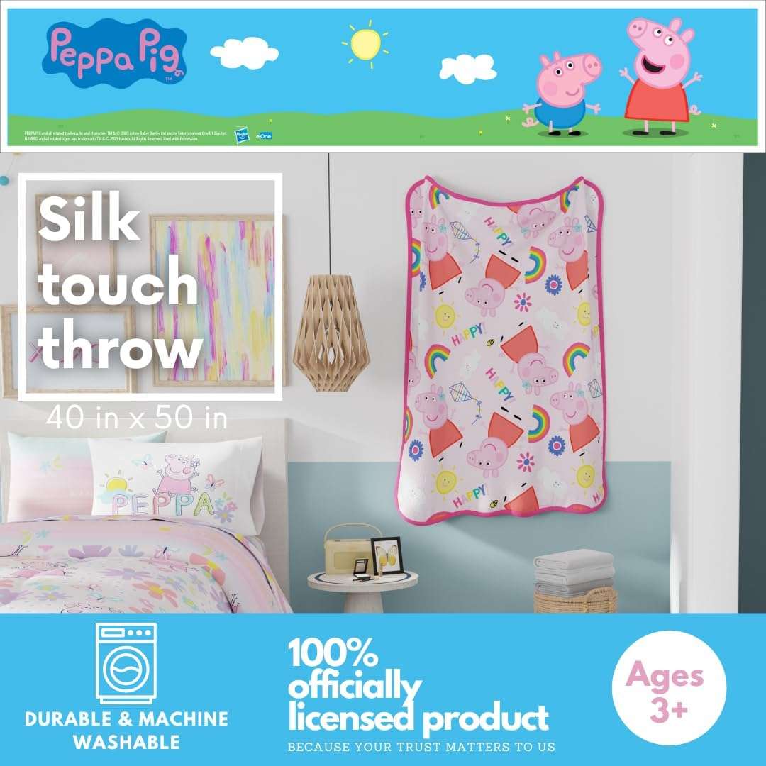 Franco Peppa Pig Kids Bedding Super Soft Cozy Silk Touch Throw, 40 in x 50 in, (Officially Licensed Product) - 2