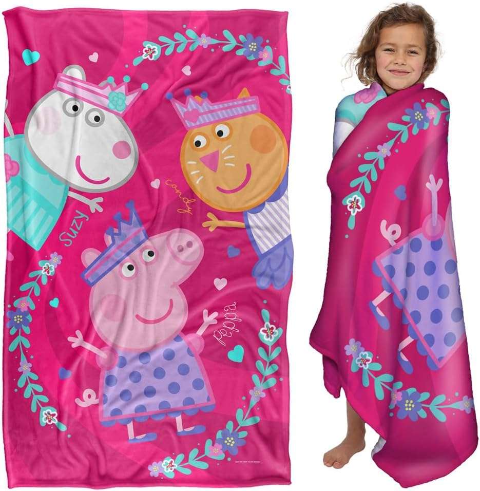 LOGOVISION Peppa Pig Peppa Suzy Candy Friends Kids Silky Touch Blanket, 36 x 58 - 1