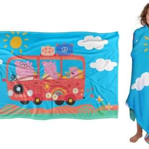 LOGOVISION Peppa Pig Road Trip with The Family Kids Silky Touch Blanket, 36 x 58 - 1