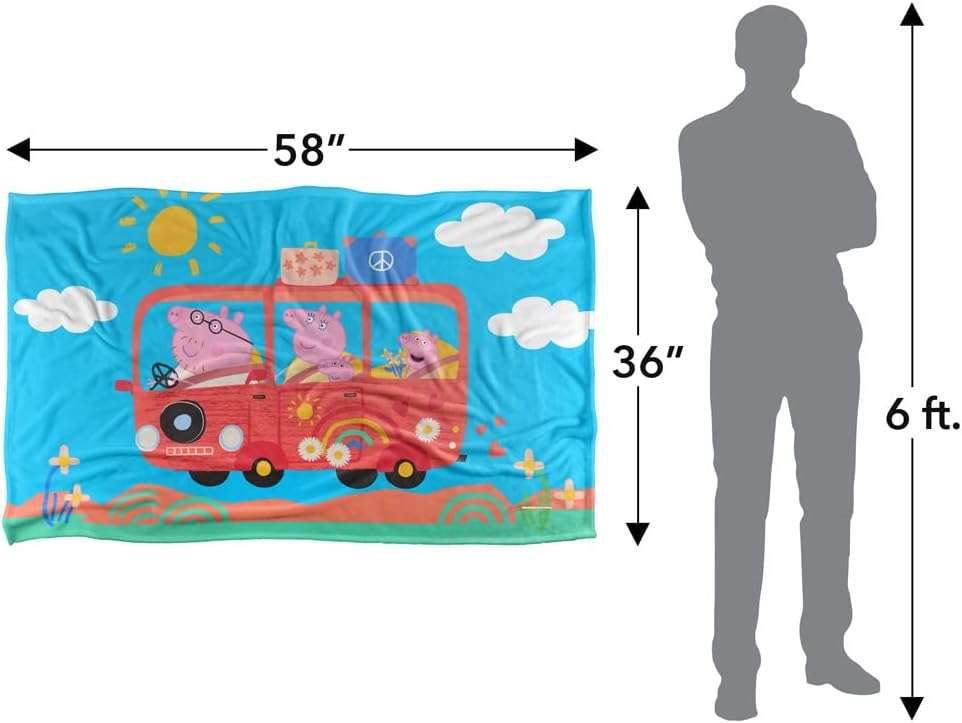 LOGOVISION Peppa Pig Road Trip with The Family Kids Silky Touch Blanket, 36 x 58 - 5