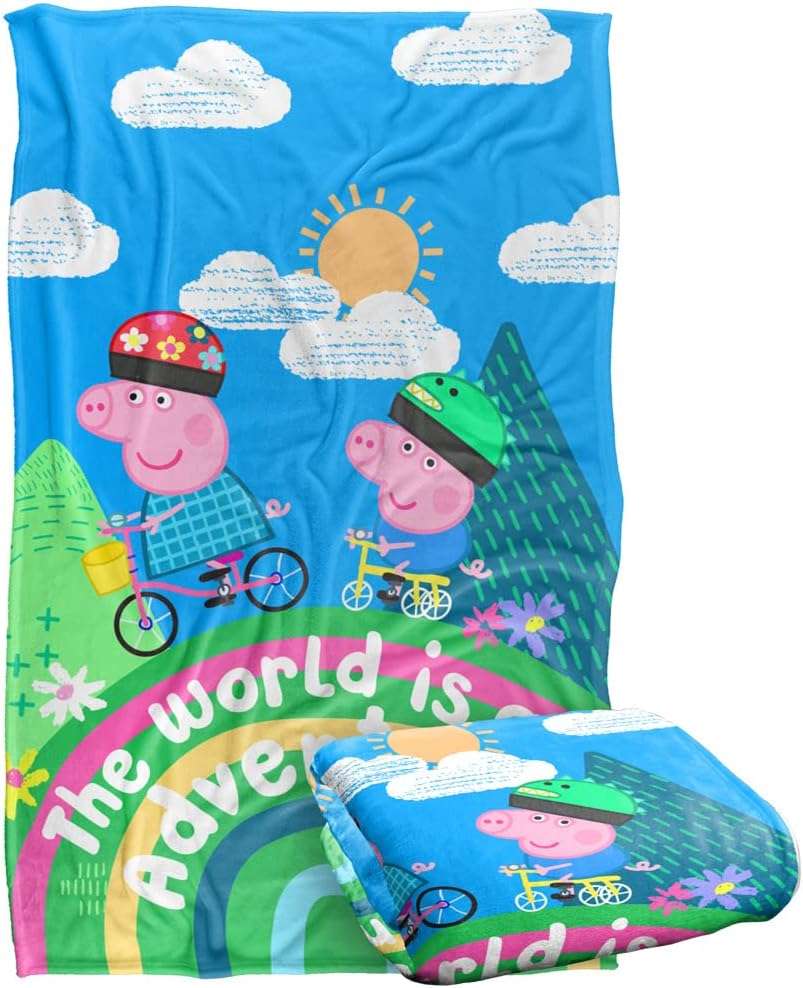LOGOVISION Peppa Pig World is an Adventure Peppa and George Kids Silky Touch Blanket, 36 x 58 - 2