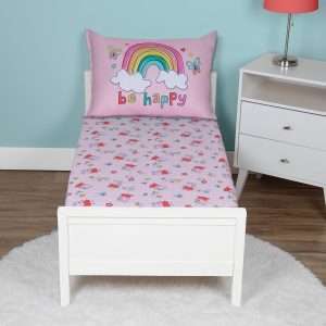 NoJo Peppa Pig 2 Piece Toddler Sheet Set Fitted Bottom Sheet and Reversible Pillowcase, Pink and White - 6