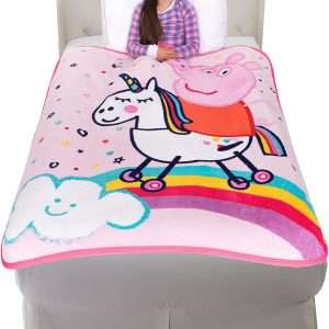Peppa Pig Kids Bedding Super Soft Micro Raschel Throw, 46 in x 60 in, By Franco, Prints May Vary - 1