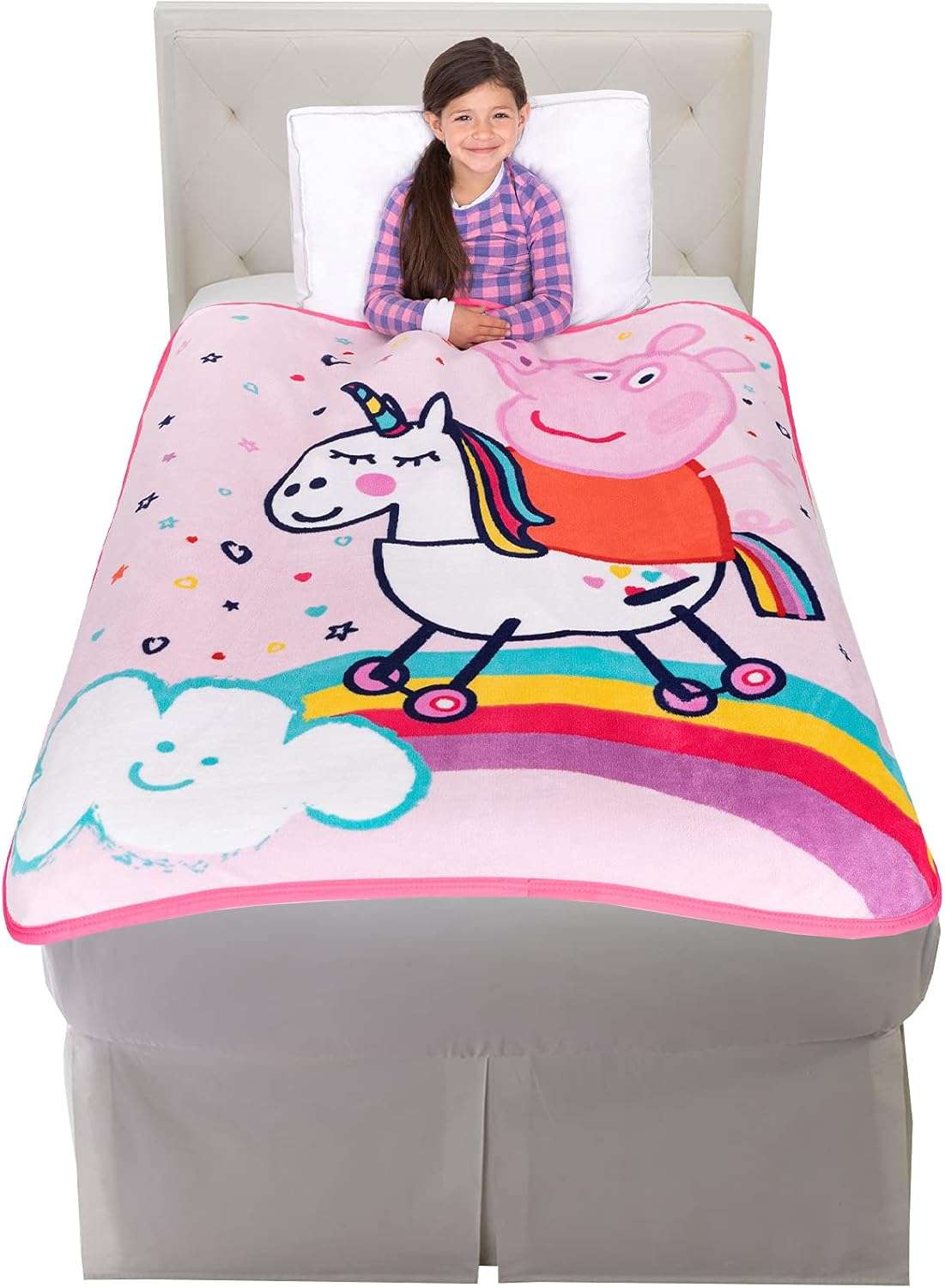 Peppa Pig Kids Bedding Super Soft Micro Raschel Throw, 46 in x 60 in, By Franco, Prints May Vary - 1