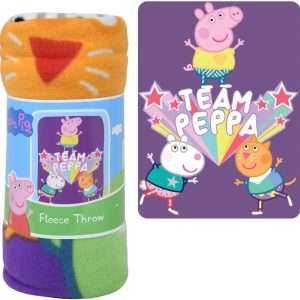 XWI Peppa Pig Throw Blanket 45 x 60 Team Pepa Suzy Sheep Candy Cat Purple Stars