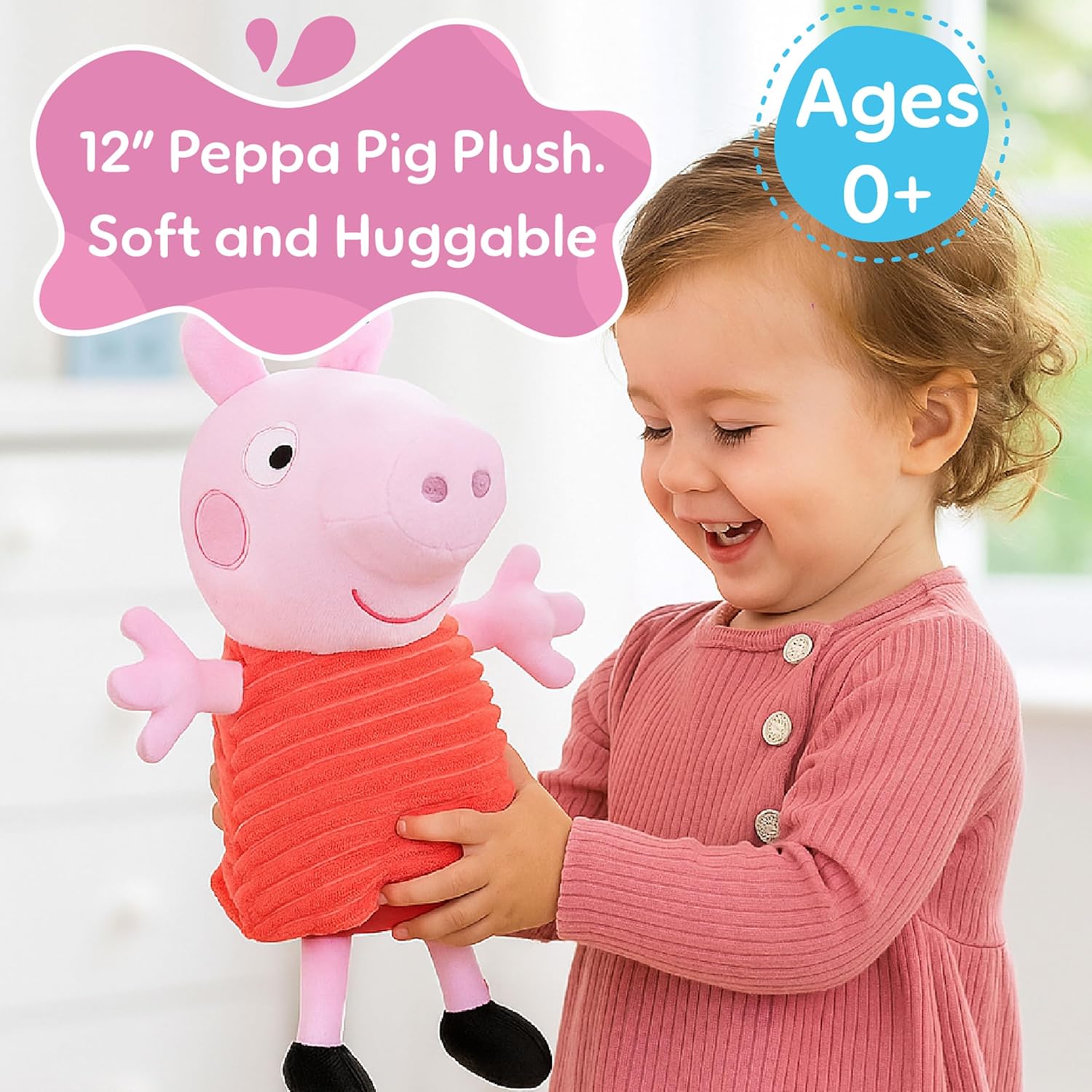 Kids Preferred Peppa Pig 12 Plush, Babies 0 Months and Up, Super Soft, Beans in Bum, Embroidered Details, Ideal for Baby Shower and Expecting Parents - 2