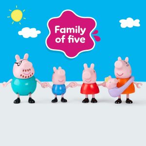 PEPPA PIG Peppa's Family of Five with Baby Evie, Poseable Figures Hold Hands, Preschool Toys for Girls and Boys 3 and Up - 3