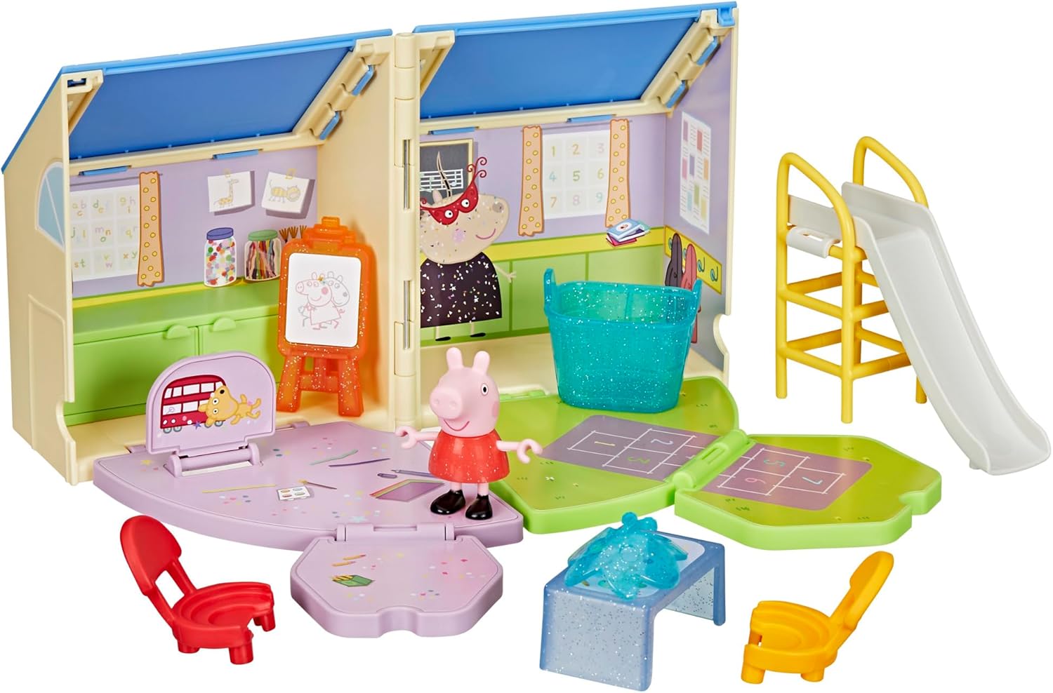Peppa Pig Peppa's Pop-Open Playgroup Playset with Figure, Preschool Toys for Girls and Boys, Kids, Ages 3+ - 1