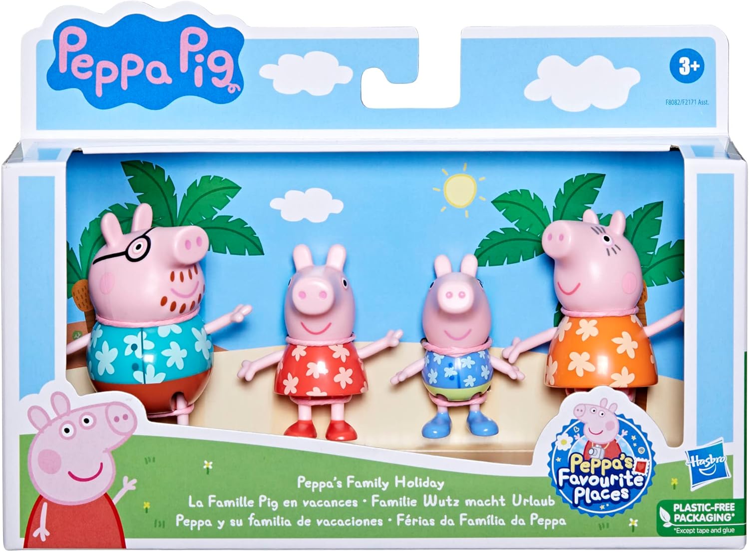 Peppa Pig Toys Peppa's Family Holiday, 4 Peppa Pig Family Figures in Tropical Holiday Outfits, Preschool Toys for 3 Year Old Girls and Boys and Up - 3