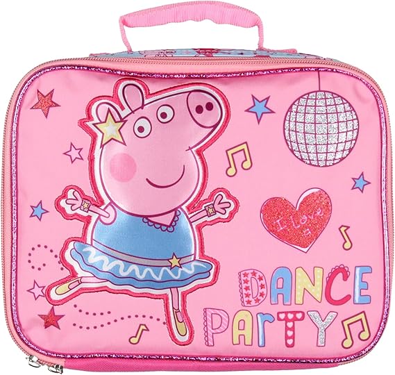 AI ACCESSORY INNOVATIONS Peppa Pig Lunch Box Glitter Dance Party Insulated Lunch Bag Lunch Tote For Kids - 2