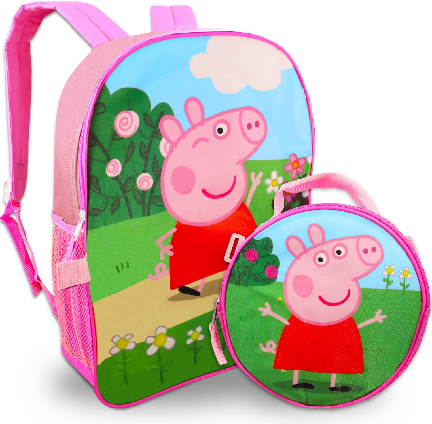 Peppa Pig Backpack and Lunch Box for Kids - 4 Pc Bundle with 16 Peppa Pig School Backpack Bag, Lunch Bag, and More (Peppa Pig School Supplies) - 2