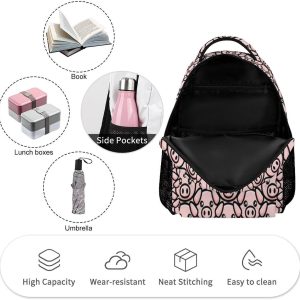 Pig Backpack for Kids Girls Boys School, 16 Inches Cute Pig Theme Bookbag, Adjustable, Lightweight, Large Capacity - 4