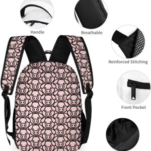 Pig Backpack for Kids Girls Boys School, 16 Inches Cute Pig Theme Bookbag, Adjustable, Lightweight, Large Capacity - 6