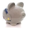 Child to Cherish Ceramic Piggy Bank for Boys, Construction Trucks, Grey - 1