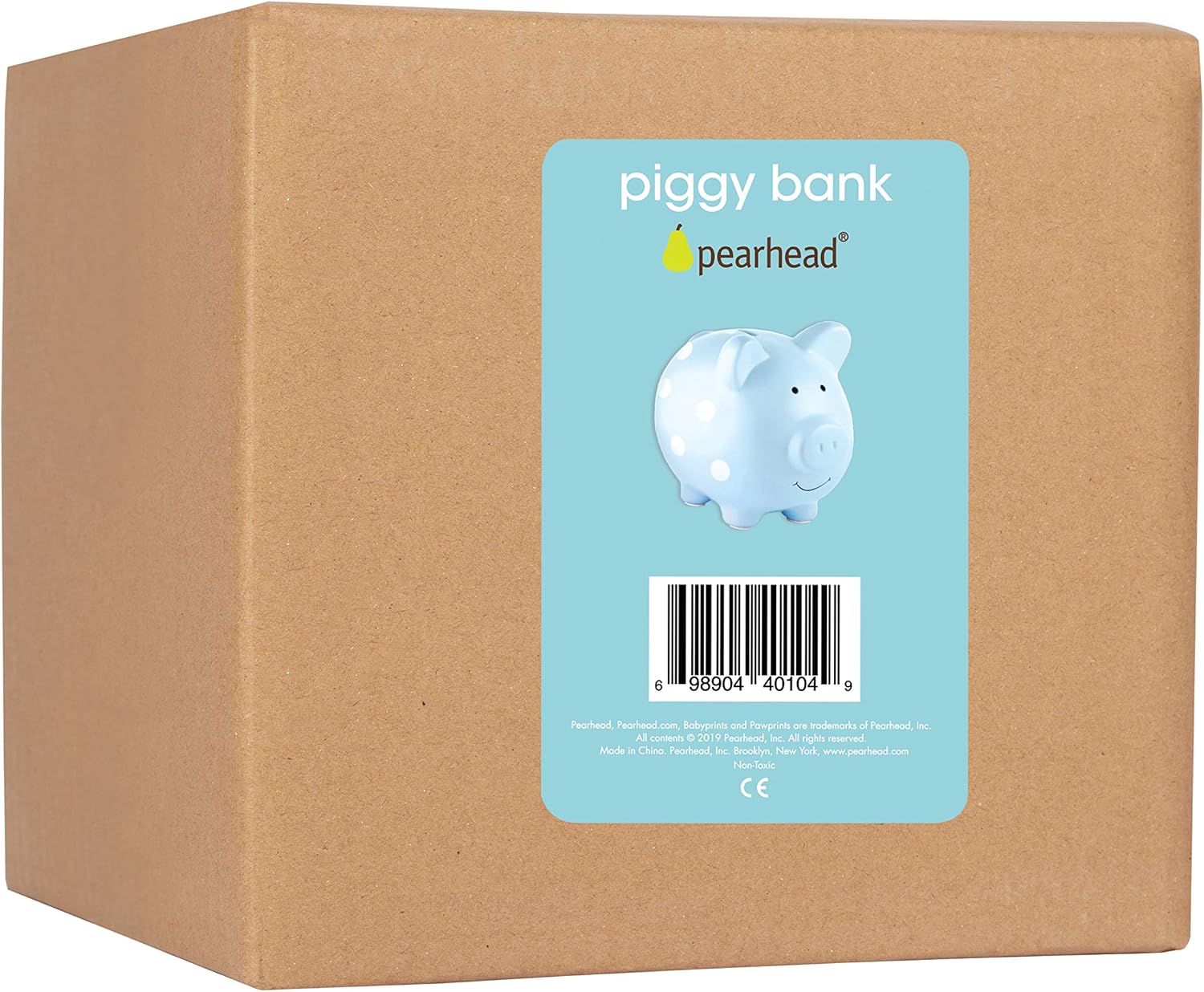 Pearhead Large Ceramic Piggy Bank, Blue Polka Dot Coin Bank for Kids, Gender-Neutral Nursery Decor, Toddler Savings Keepsake - 9