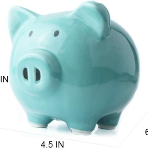 Piggy Bank,Ceramic Money Piggy Bank Kids (Blue) - 3