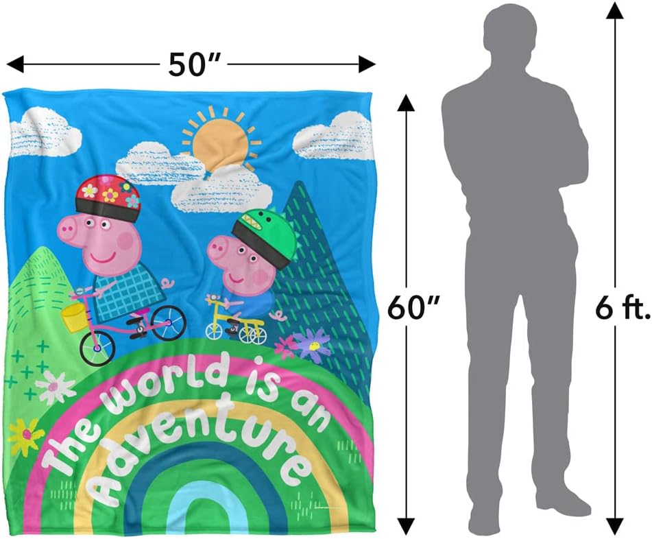 LOGOVISION Peppa Pig Kids Silky Touch Blanket, 50"x60" World is an Adventure Peppa and George - Image 5