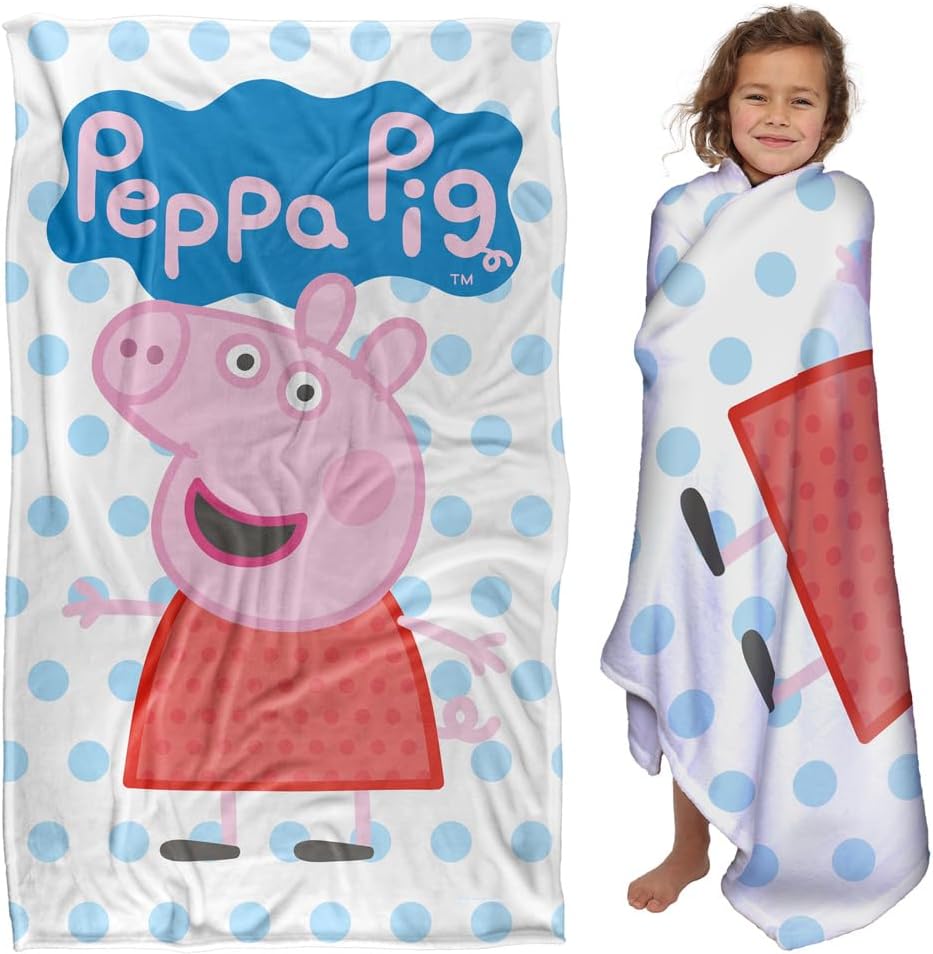 LOGOVISION Peppa Pig Peppa and Logo Kids Silky Touch Blanket, 36 x 58 - 1