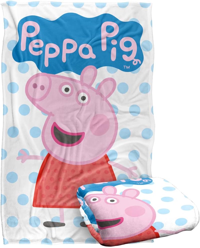 LOGOVISION Peppa Pig Peppa and Logo Kids Silky Touch Blanket, 36" x 58" - Image 2