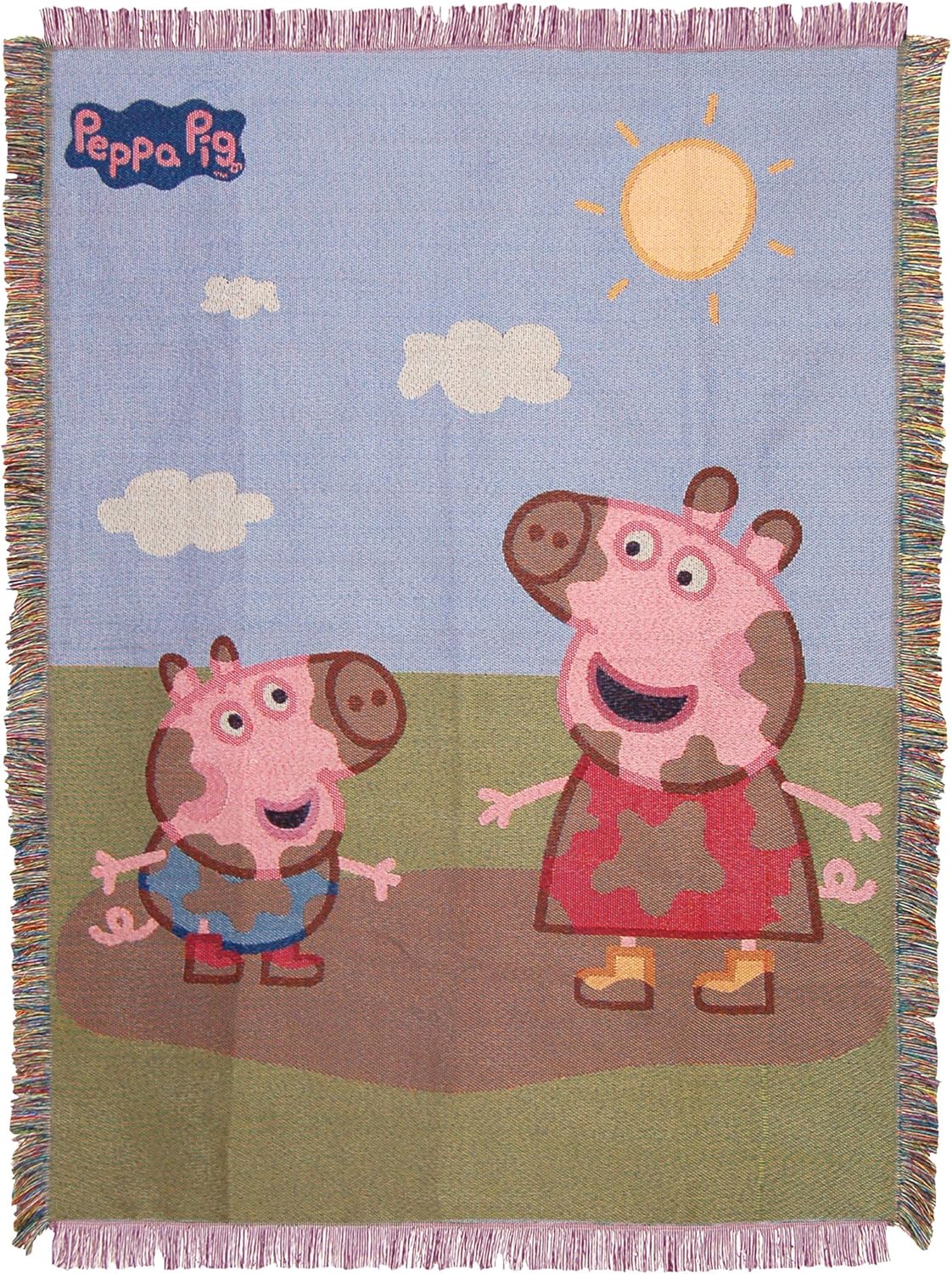 Northwest Peppa Pig Woven Tapestry Throw Blanket, 48 x 60, Muddy Peppa - 1