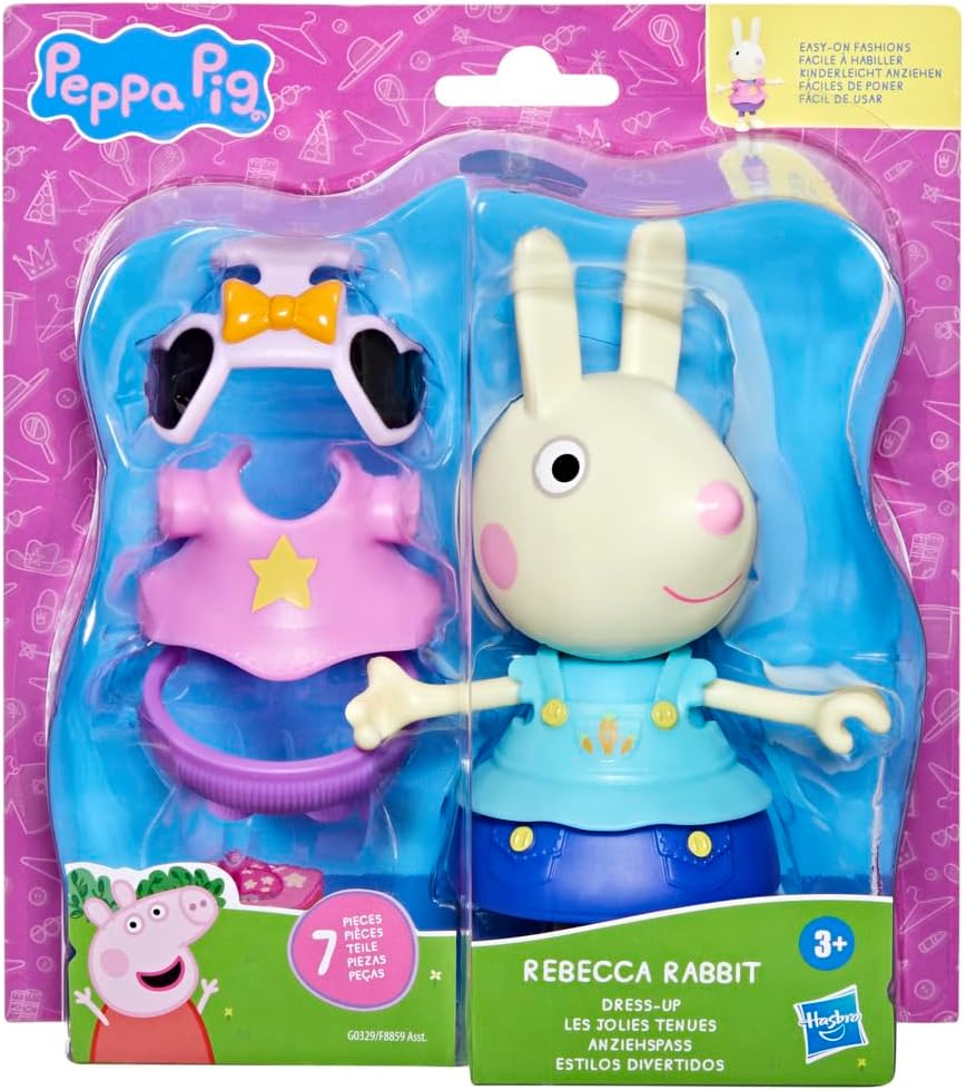 Peppa Pig Rebecca Rabbit Dress-Up Figure with 6 Easy-On Fashion Accessories, 6-Inch Doll, Preschool Toys for Girls and Boys 3 and Up - Image 8