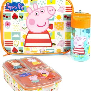Peppa Pig Lunch Box Set for Kids - Adventure with George Pig, Rebecca Rabbit, Suzy Sheep - Carry Peppa's Adventure - 1