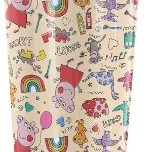 Peppa Pig OFFICIAL Peppa And Friends Pencil Pattern 20 oz Travel Tumbler, Stainless Steel, Vacuum Insulated with Leak Resistant Slide-Lock Lid - 1