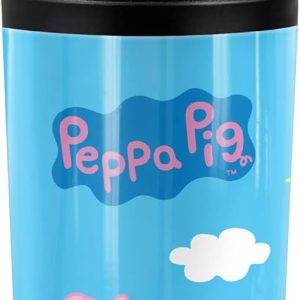 Peppa Pig OFFICIAL Peppa And George Sunny Day 18 oz Insulated Water Bottle, Leak Resistant, Vacuum Insulated Stainless Steel with 2-in-1 Loop Cap - 1