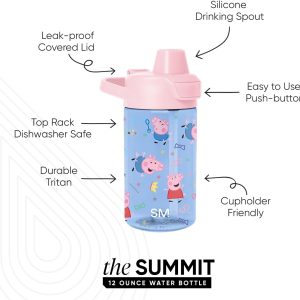 Alternative view of Simple Modern Peppa Pig Kids Tritan Plastic Summit Water Bottle | 12 oz BPA-Free Cup with Covered Leak Proof Straw Lid for Girls, Toddlers | Bubbles