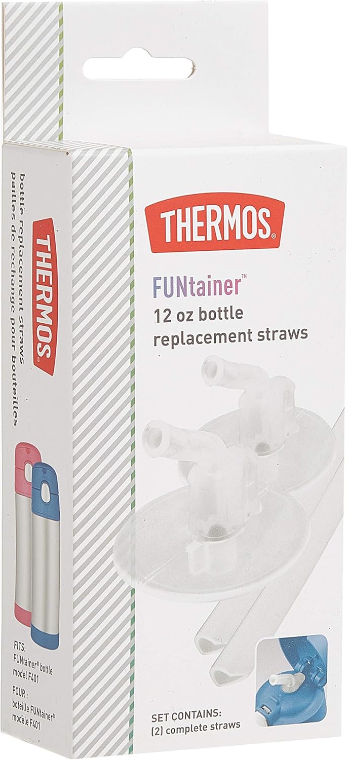 THERMOS FUNTAINER 12 Ounce Stainless Steel Vacuum Insulated Kids Straw Bottle, Peppa Pig | Thermos Replacement Straws - Image 6