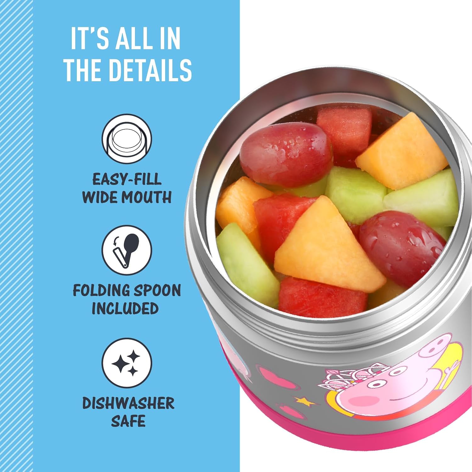 THERMOS FUNTAINER Insulated Food Jar, 10 Ounce, Kid Friendly Food Jar with Foldable Spoon, Peppa Pig - Image 5